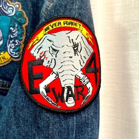 Women’s Old Navy Custom Blue Jean Patchwork Jacket Size Medium - Picture 5 of 8